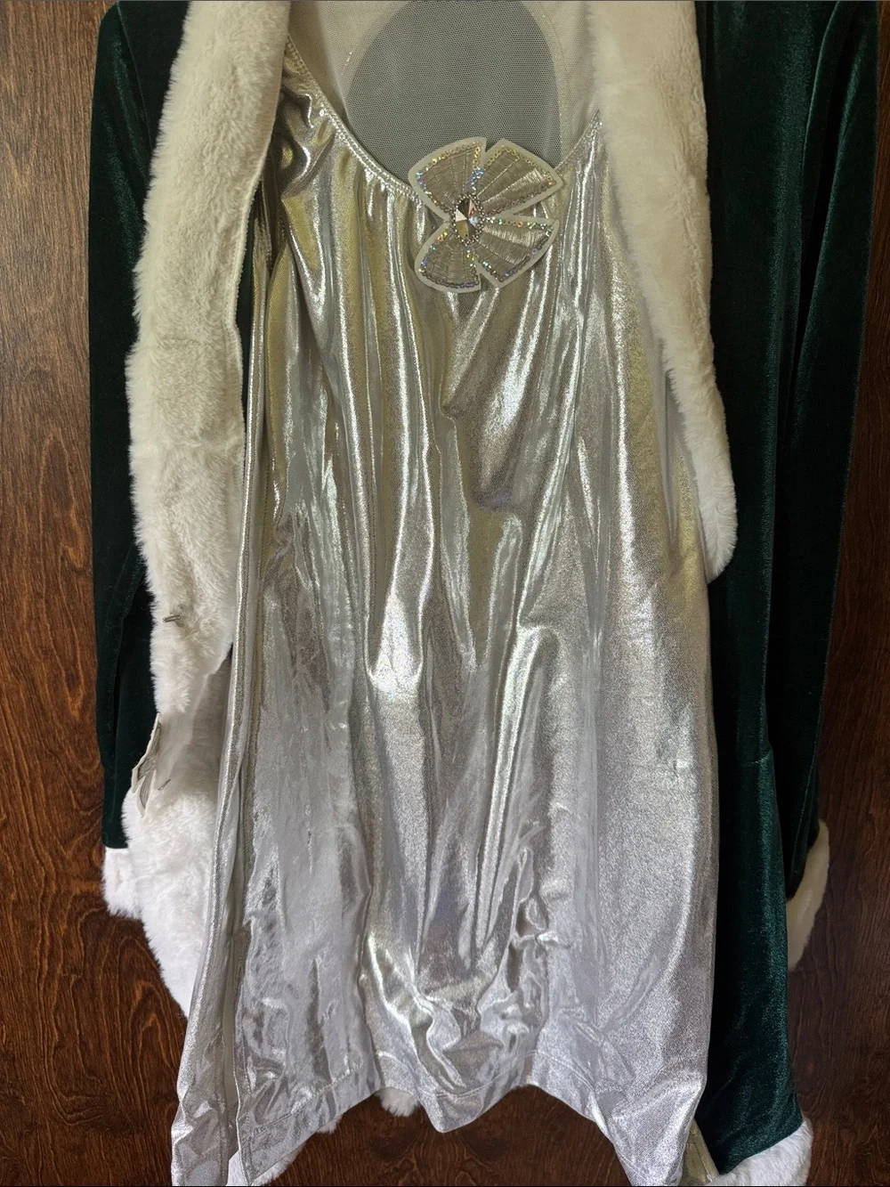 Velvet Holiday Dance Costume- 2 parts and head piece Small Adult